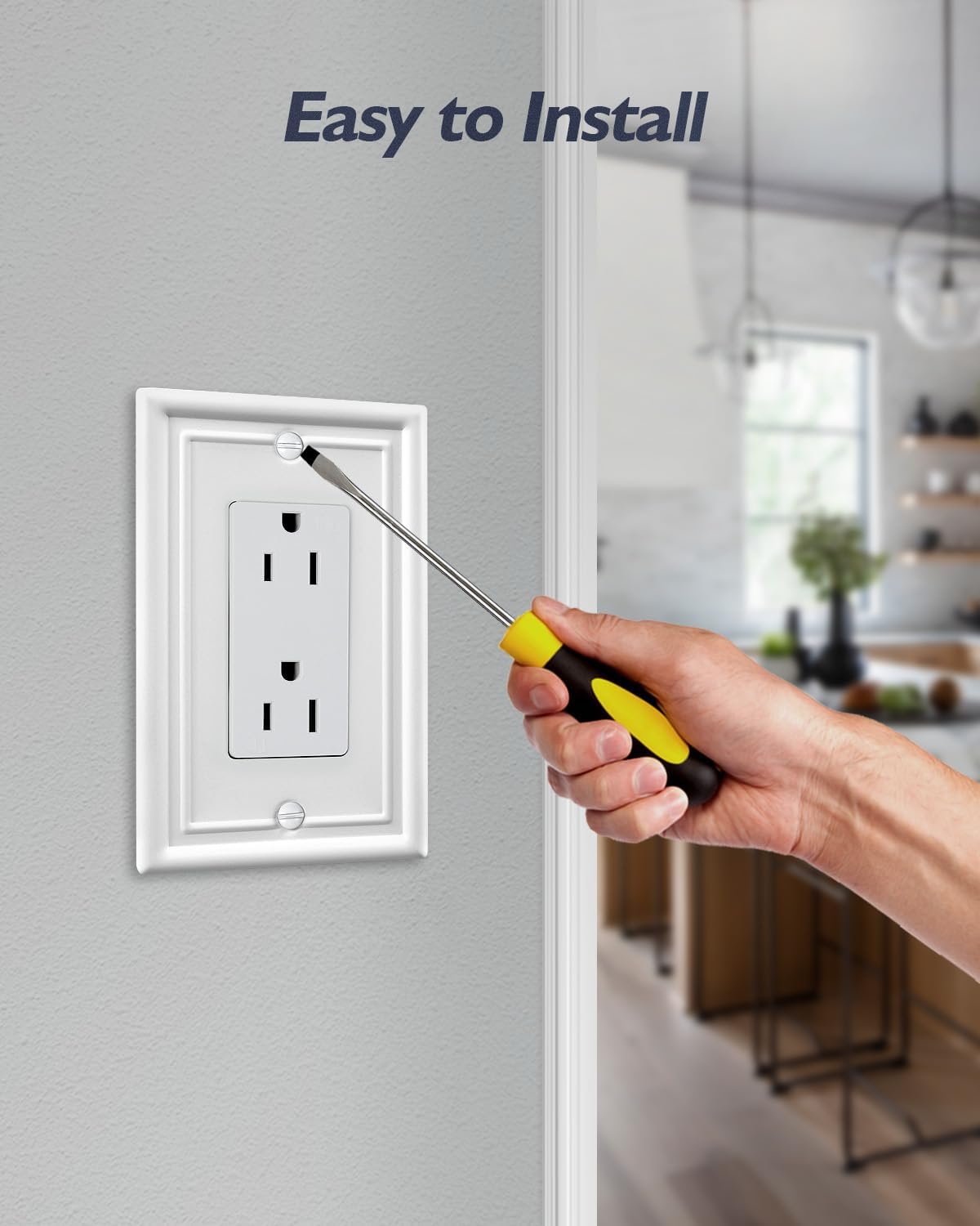 2-Pack Decorator Wall Plate, Off White Outlet Covers, Metal Wall Plate Cover for Receptacle, GFCI Outlet, Dimmer Switch, 3.15''*4.88'', Midsize