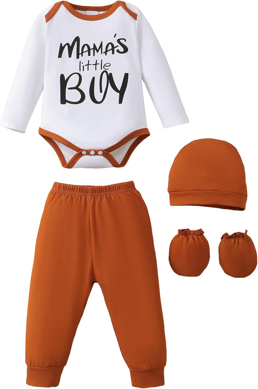 NZRVAWS Newborn Baby Boy Girl Clothes Unisex Infant Romper Pants Set Hat 4-Pack Outfits 0-12 Months 16 Pieces Toddler