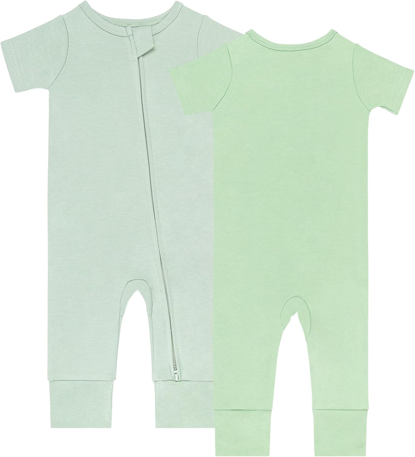 GUISBY Footless Short Sleeve Baby Pajamas with Zipper Cotton Infant Sleepwear