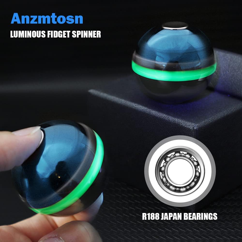 Luminous Fidget Spinner Ball for Kids Adults, Glow in The Dark Kinetic Spinning Desk Toy Ball, Fidget Toys Ball for Anti Anxiety, Unique Gift PrizesToys for Christmas Birthday (Blue)