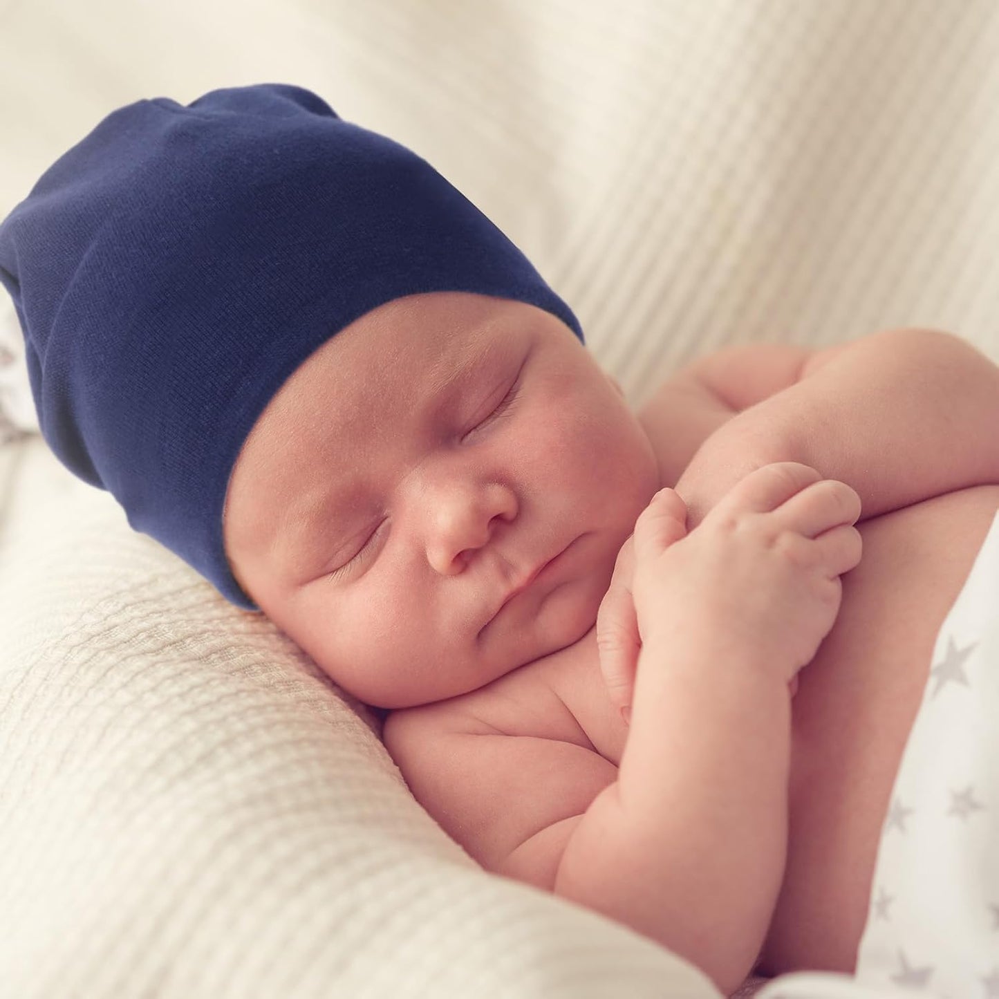 DRESHOW BQUBO 4 Pieces Baby Beanie Newborn Toddler Soft Cute Knit Hat Hospital Hats for Baby Boys Infant Cap Beanies