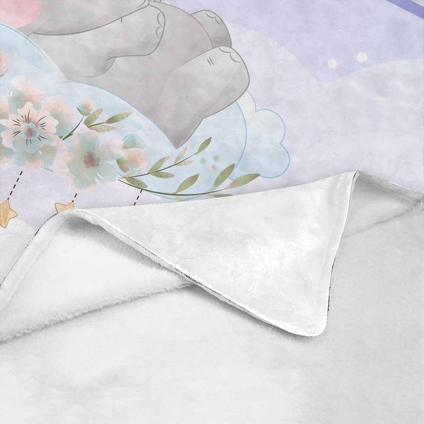 Personalized Baby Blanket with Name, Cute Custom Light Purple Elephant Name Blankets Toddler Girls Soft Flannne Swaddling Blankets Customized Memorial Gift from Nana for Infant Newborn Shower