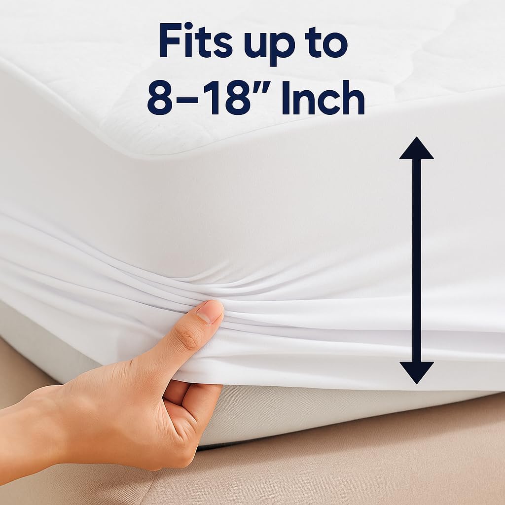 Waterproof Mattress Protector – Twin – Soft & Noiseless Terry Cotton Cover – Cooling, Breathable – Deep Pocket with 360° Elastic – Machine Washable – Kids, Pets & Light Sleepers