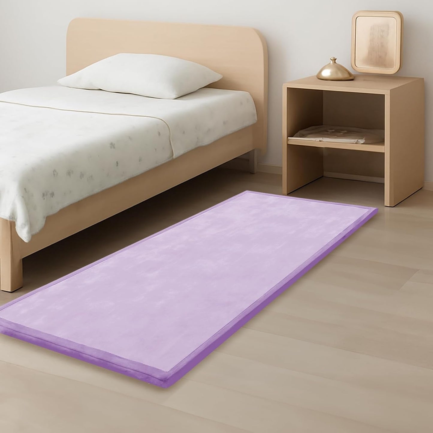 Baby Play Mat for Kids Room,Extra Thick Elasti-Foam Anti-Fall Cushion Mat for Babies,Toddlers,Infants,Water-Repellent&Non-Slip Bedroom Bedside Rugs(Lavender)