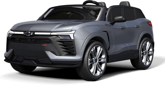 Jojoka Baby Car 24V 2-Seater SUV Licensed Chevrolet Blazer Ride On Toy w/Parent Remote Control,4xSpring Suspension, Wireless Music, Electric Vehicle Car for Kids Ages 3-8,Gray