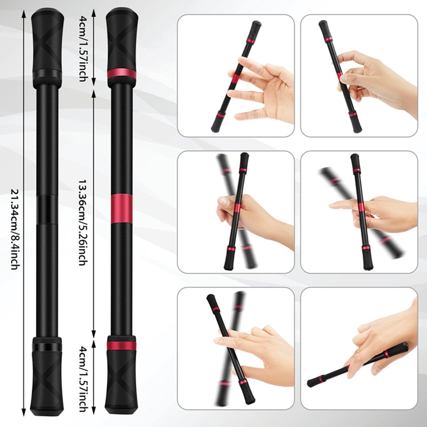 4 Pieces Pen Spinning Spinner Pen Gaming Pen Spinning Mod Gaming Spinning Pens Flying Spinning Pen Finger Rotating Pen for Kids Adults Office Supplies with Instruction Manual (Silver，Black, Red, Blue）