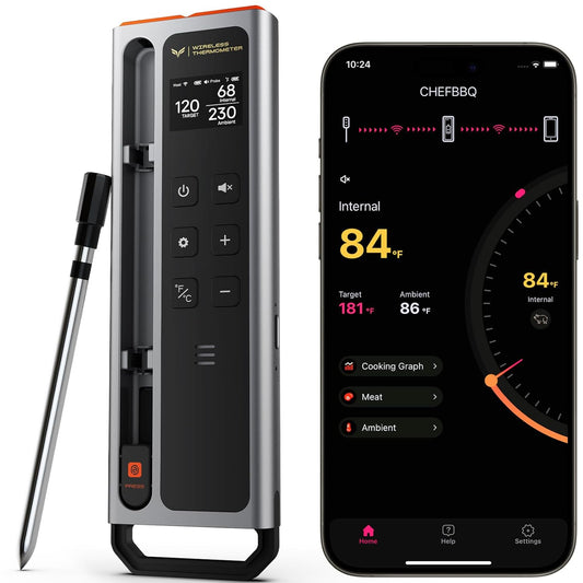 Meat Thermometer Digital Wireless, 800FT Long Range Bluetooth Cooking Thermometer, Food Thermometer for Remote Monitoring of Grill, Oven, Smoker, Air Fryer, Rotisserie, iOS & Android App