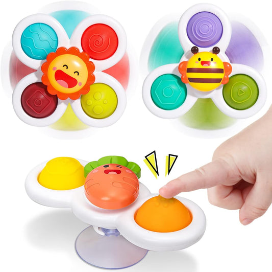 Suction Cup Spinner Toys for 1 Year Old Boy Gifts, Spinning Top Baby Bath Toys 6-12-18 Months, 1st One Year Old Girl Christmas Birthday Gifts Travel Sensory Toys for Toddlers 1-3