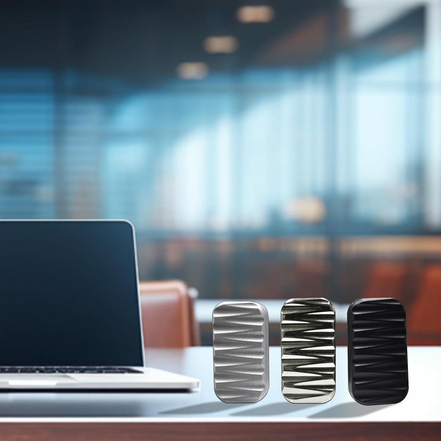 Fidget Slider 3 Layer EDC Metal Magnetic Fidget Toys Adults, Desk Toys Gift for Stress Relief (Grey)