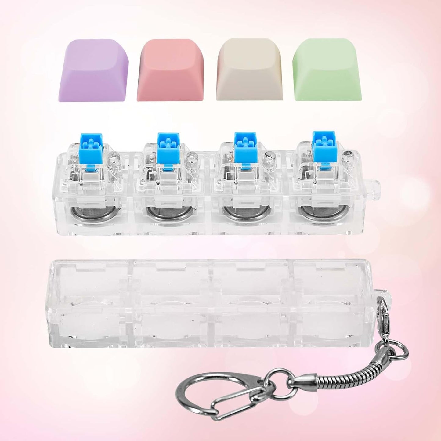 Keyboard Fidget Toy for Adults, Fidget Keyboard Keychain with LED Light Keyboard Fidget Clicker Funny Button Fidget Toy for Decompression Decoration (Color B)