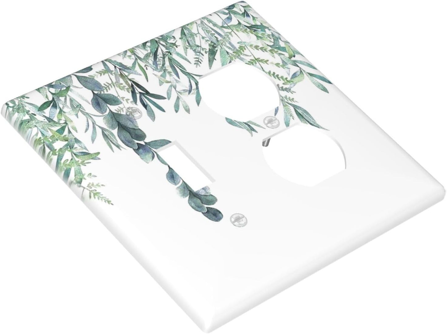 Eucalyptus Leaves Greenery Vine Flowers Simplicity Wallplates 1 Toggle 1 Duplex Switch Plate Electrical GFCI Faceplate Decorative Light Switch Covers for Bed Room Living Room Decor
