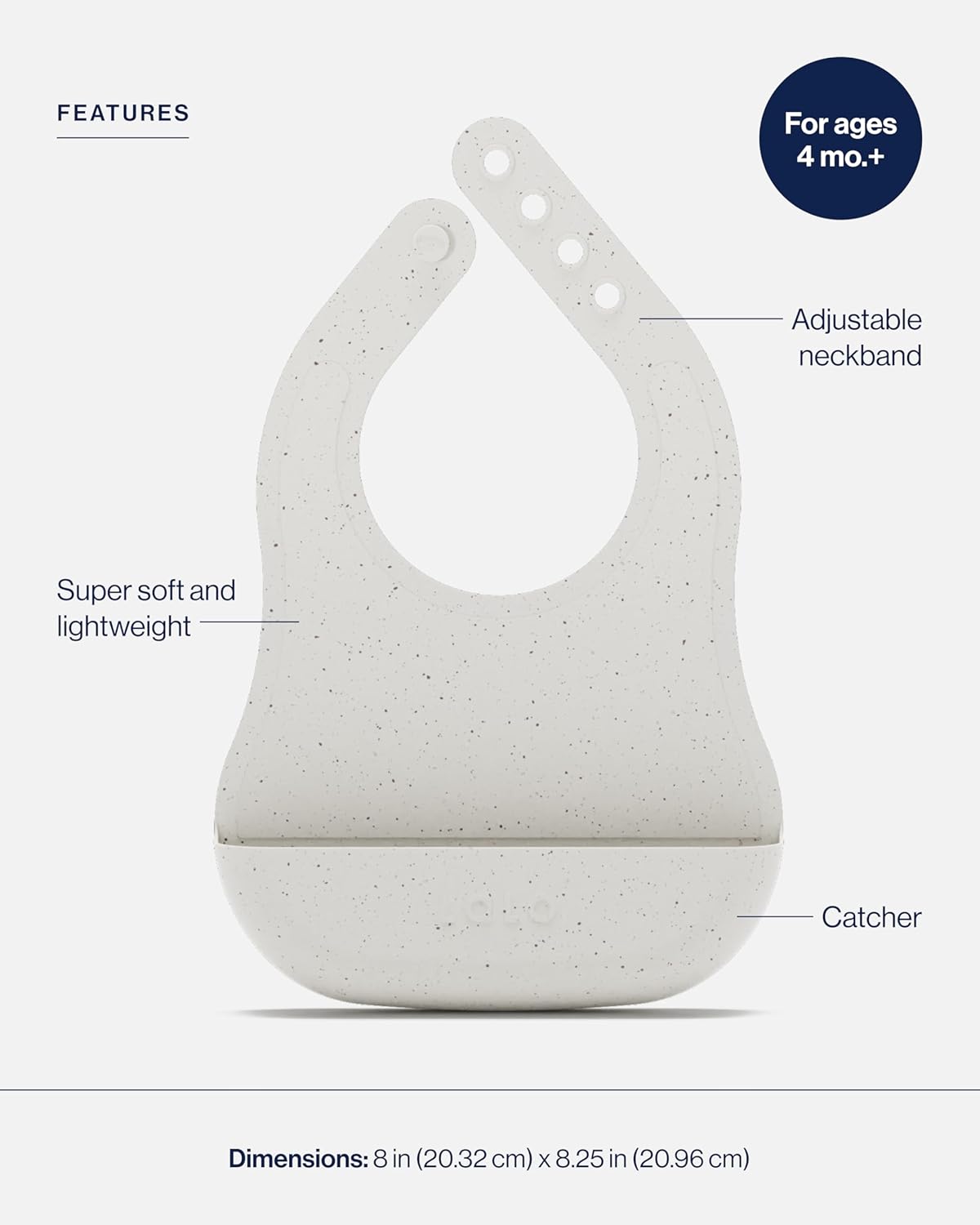 Lalo The Bib - Waterproof, Non-Toxic Silicone Baby Bib with Adjustable Neck Band & Silicone Food Pouch Catcher, Set of 2