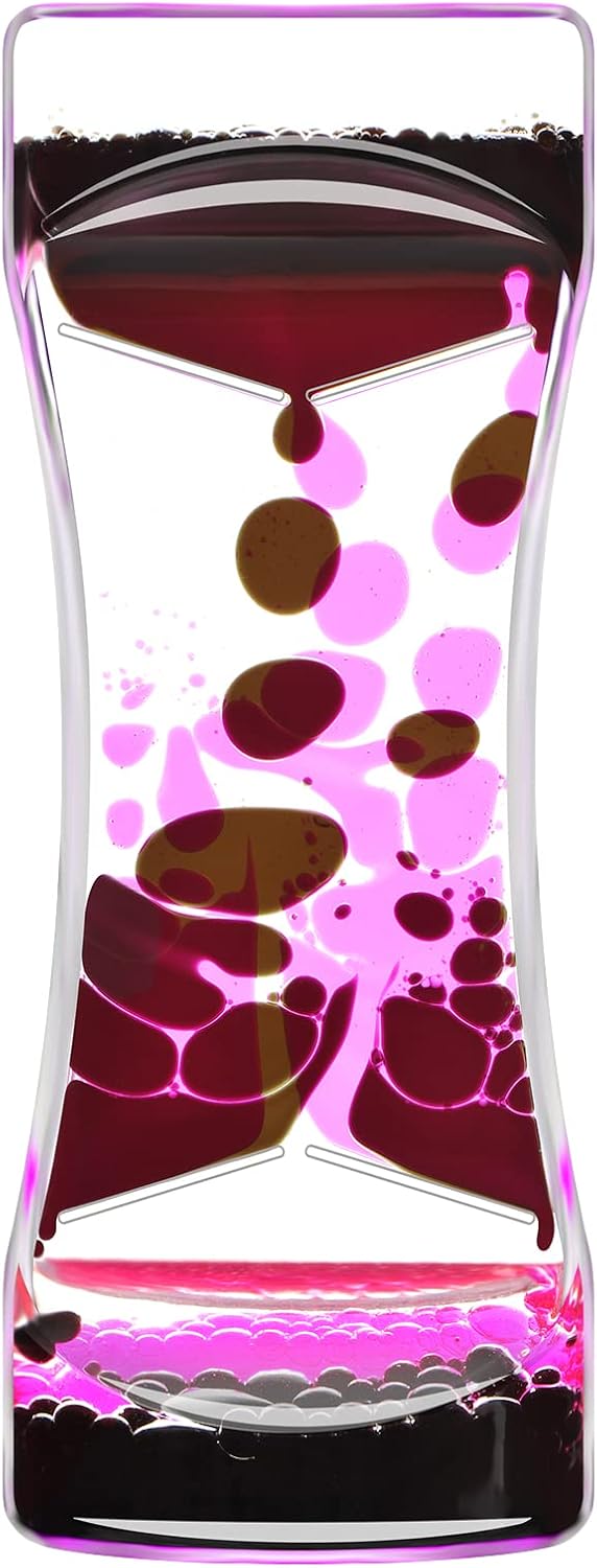 Black Pink Liquid Motion Bubbler Timer Set of 1 for Sensory Toys, Drop Oil Water Fidget Liquid Timer for Autism Toys, Relaxing Activity, Home Office Desk Toys, Holiday Stocking Filler Gift