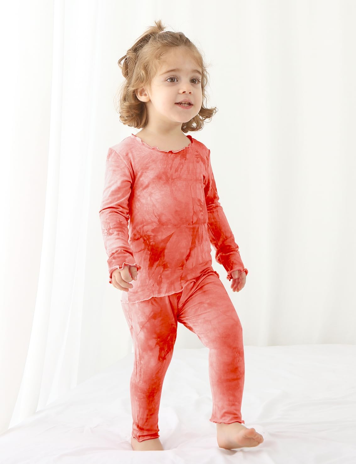 Jimonda Kids Soft Rayon From Bamboo Sleepwear Long Sleeve Boys Girls Pajama Outdoor 2-Piece tops&pant Casual sets Tie Dye PJ