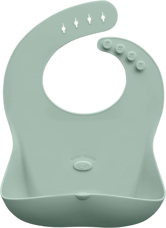 Abiie Ruby Wrapp Silicone Bibs for Babies with Front Pocket - Waterproof Bib - Stain Resistant - Silicone Toddler Bibs