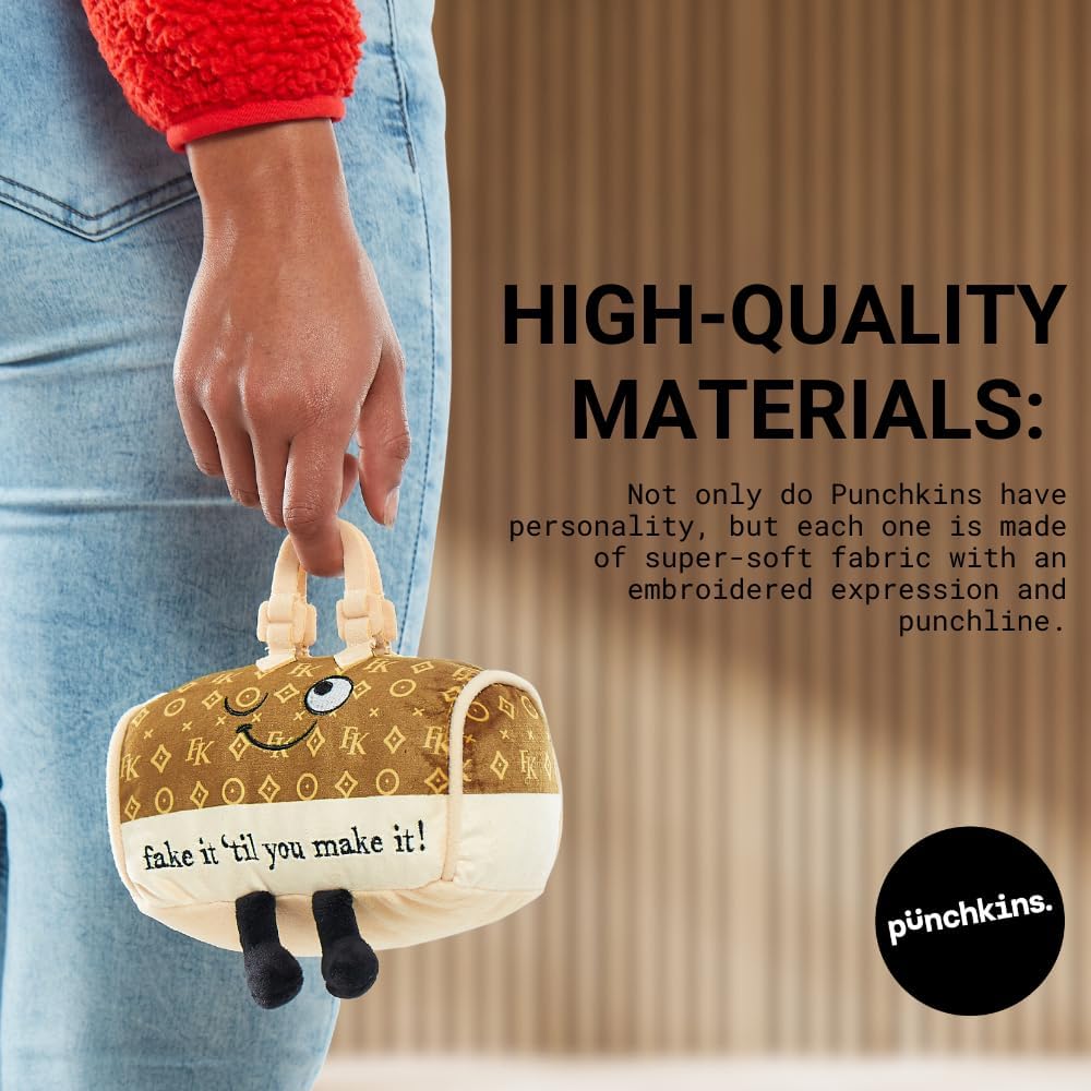 Chicken Nugget Foodie Plushie, Funny Pun Meme Gag Gift, White Elephant, Stocking Stuffer Present, Great for Emotional Support, Fun Desk Accessory, Weighted Base for Display