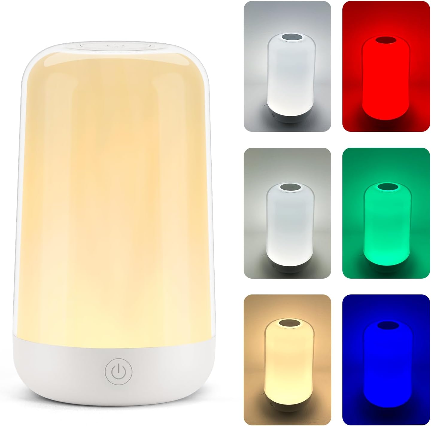 FRIDEKO HOME RGB Touch Bedside Lamp for Nightstand, 3 Color Temperatures Portable Rechargeable Cordless Night Light, Dimmable Mood Lighting for Bedroom, Living Room, Nursery, Breastfeeding, Kid, Adult