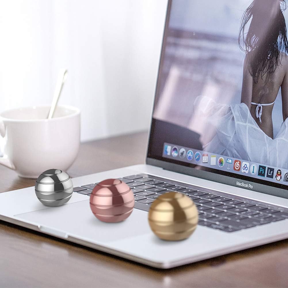 Kinetic Desk Toys for Office for Adults, 1.54'' Kinetic Spinning Fidget Spinner Toys for Anxiety ADHD, Desktop Optical Illusion Toys (39MM, Silver)