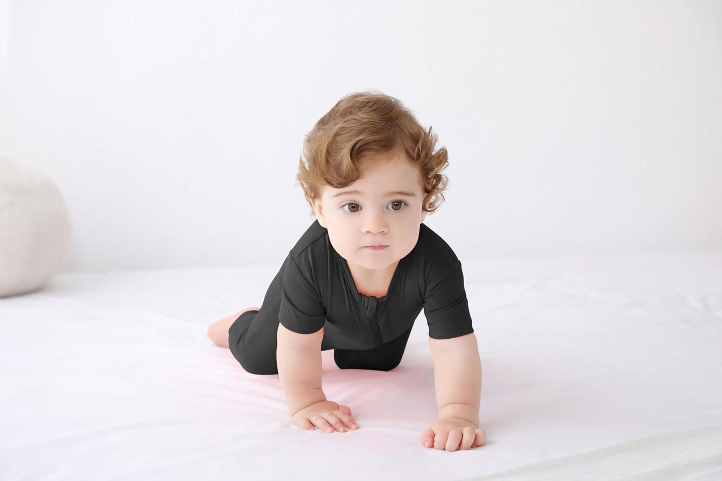 GUISBY Rayon Made from Bamboo Baby Pajamas, Summer Short Sleeve Footless Rompers, 2 Way Zipper Sleeper