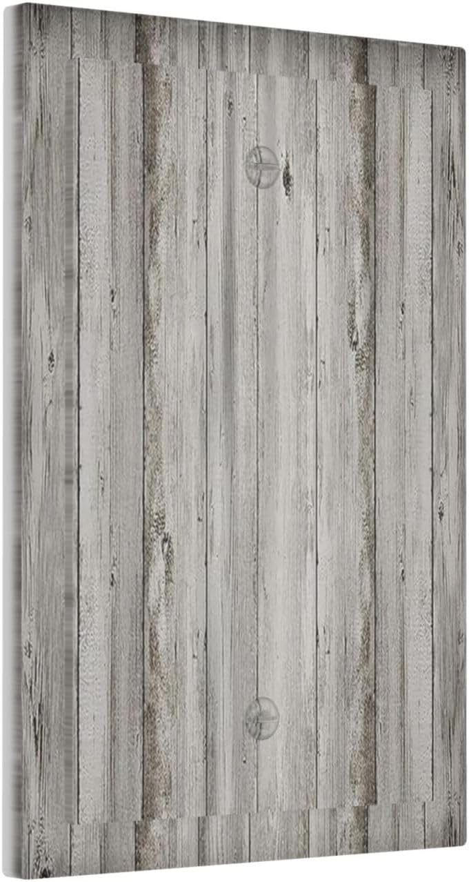 Light Switch Cover Plate Farmhouse Rustic Grey Barn Door Wood 1 Gang No Device Blank Electrical Wall Plates Faceplate Decorative Switch Plate for Bedroom Cabin Decor