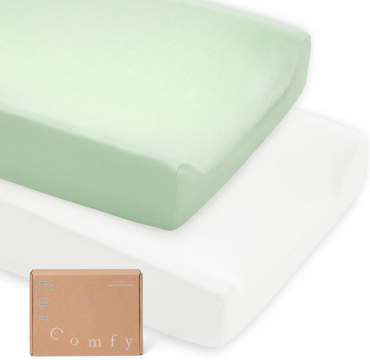 Supersoft Diaper Changing Pad Covers, 2-Pack Premium Bamboo Viscose Change Table Pad Covers for Baby Girls and Boys, Hypoallergenic Stretchy Changing Table Cover Sheets