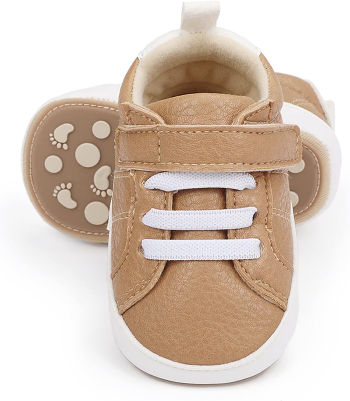 SOFMUO Baby Boys Girls High Top Ankle PU Leather Sneakers Soft Rubber Sole Infant Moccasins Newborn Oxford Loafers Anti-Slip Toddler Wedding Uniform Dress Shoes