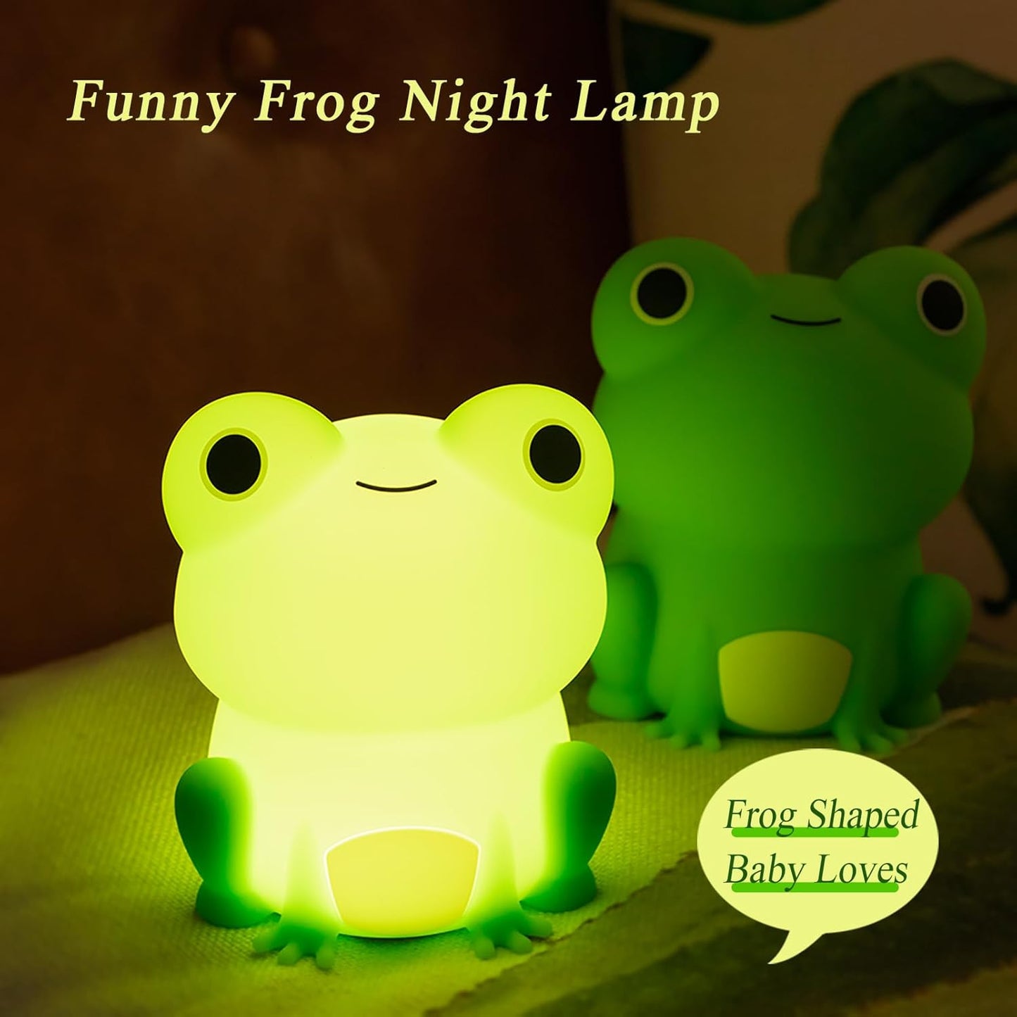 Night Light for Kids, Cute Frog Night Lamp Bedroom Nightlight for Girls Boys Teens, USB Rechargeable Silicone Animal Nightlight Christmas Birthday Gifts, Room Decor