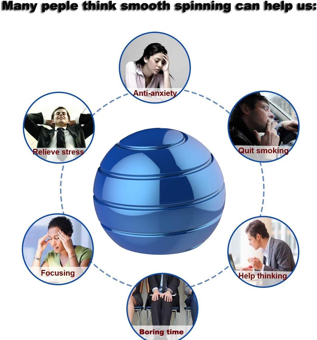 Metal Kinetic Desk Toy, Optical Illusion Fidget Spinning Top Ball, Unique Executive Stress Relief Gift for Adults & Kids