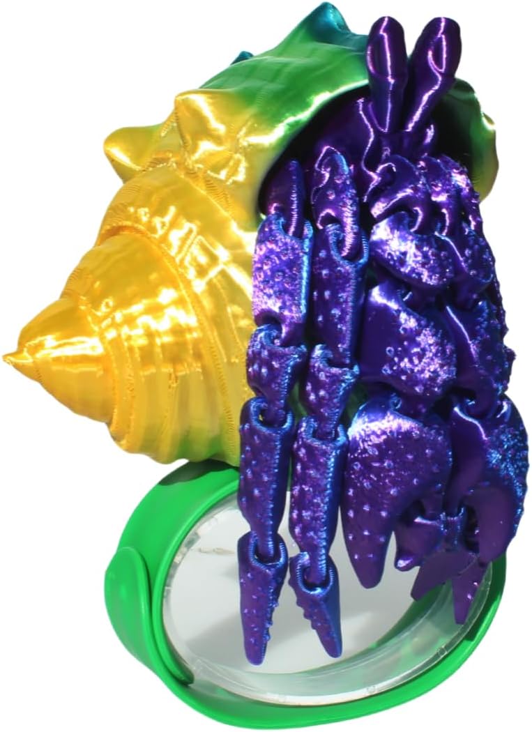 Cute Hermit Crab With Shell With Bracelets Fun Articulated Fidget Toy 3D Printed Desk Sculpture Basket Stuffers
