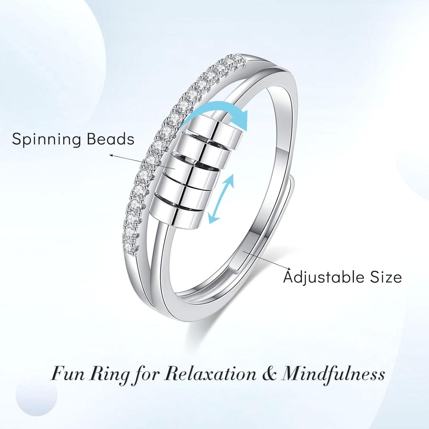 INFUSEU Funny Spinner Fidget Rings for Women Girls Anti Anxiety Stress Worry, Adjustable Size