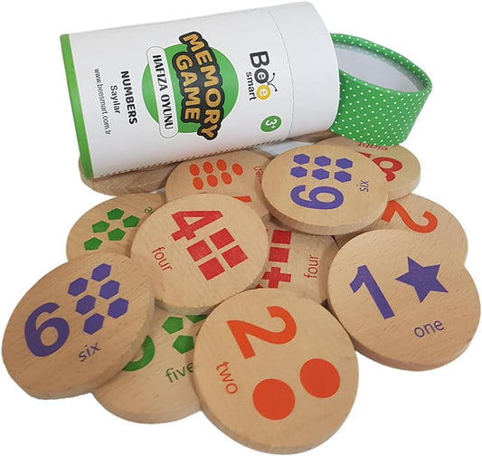 bee smart Wooden Memory Game - Matching Memory Game for Kids 3 and Up, 16Pcs | Educational Toy for Preschool Toddlers Board Games (Numbers)