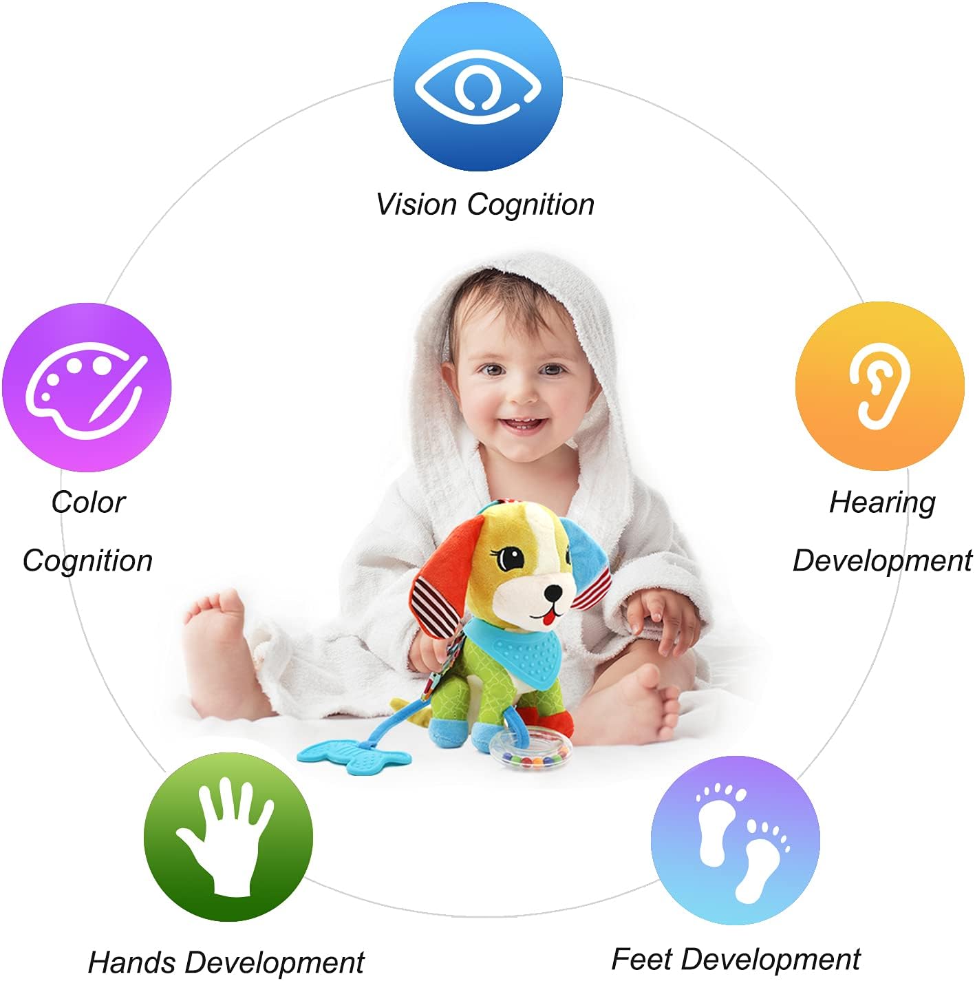 BLOOBLOOMAX Sock rattles for Babies 0-24 Months Baby Animal Foot Finder Educational Toys