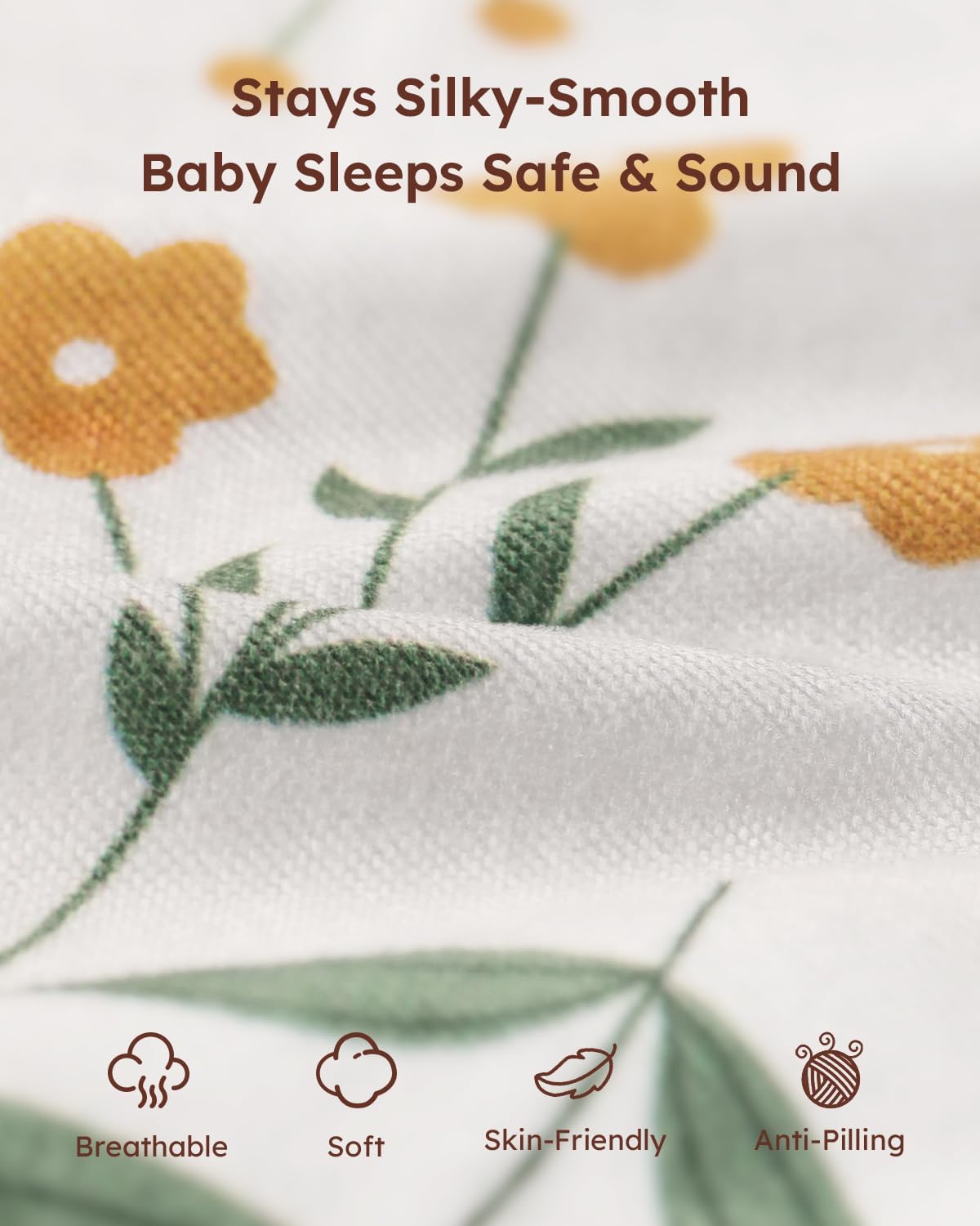 Yoofoss Baby Pack and Play Sheets 2 Pack for Boys and Girls - 38x26 Mini Crib Sheets Fitted Neutral Compatible with Graco Pack n Play Mattress,Ultra Soft Breathable Microfiber Green Flower