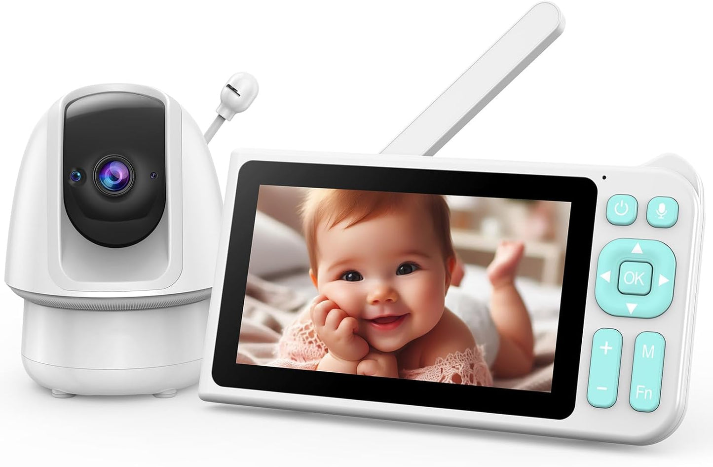 Video Baby Monitor, 2000ft Long Range, Enhanced Signal Stability, No WiFi, 5" HD Screen, 5000mAh, 1080p Camera, Super Clear Night Vision, Pan-Tilt-Zoom, 2-Way Audio, AI Cry & Motion Alarm