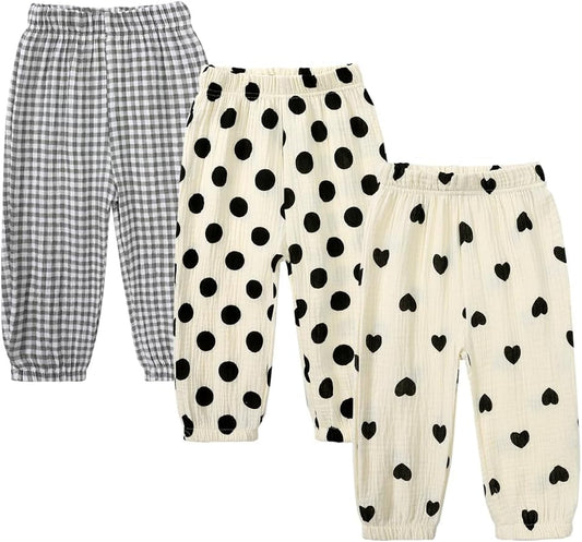 MYGBCPJS Baby Boys Girls Cotton Linen Trousers Kids Casual Ankle Pants Loose Long Bloomers