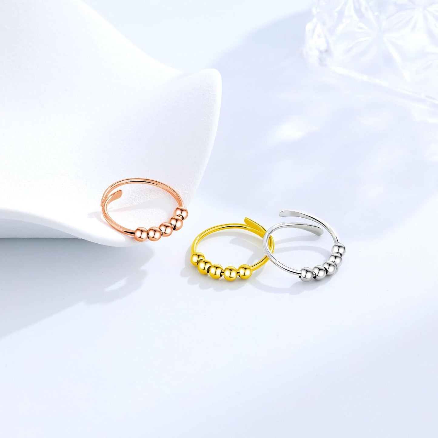 INFUSEU Funny Spinner Fidget Rings for Women Girls Anti Anxiety Stress Worry, Adjustable Size