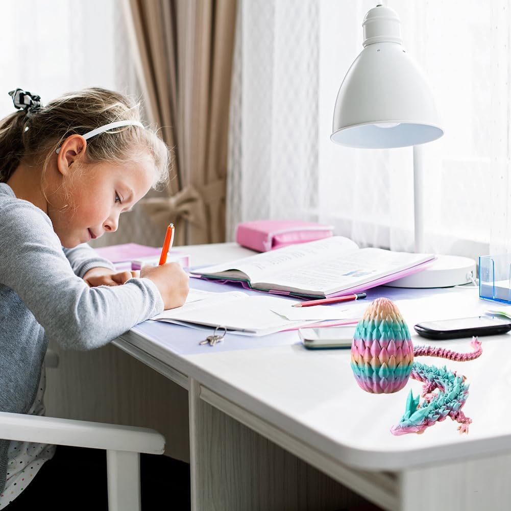 3D Printed Dragon Egg, Mystery Crystal Dragon Egg Fidget Toys Surprise, Easter Eggs Articulated Crystal Dragon Eggs with Dragon Inside (A-Rainbow)