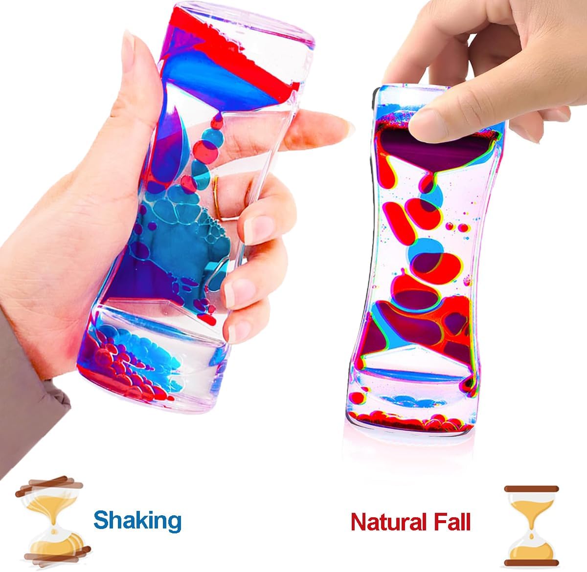 Liquid Motion Bubbler Sensory Toys,3 Pack Liquid Timer Desktop Colorful Hourglass Liquid Bubbler, Small Calming Relaxing Toys Sensory Anxiety Autism ADHD Fidget Toys