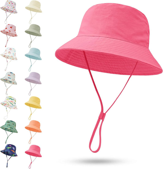 Baby Sun Hat 0-6 Years Toddler Boys Girls Adjustable Bucket Hats Kids Bucket Hats UPF 50+ Wide Brim Beach Swim Pool