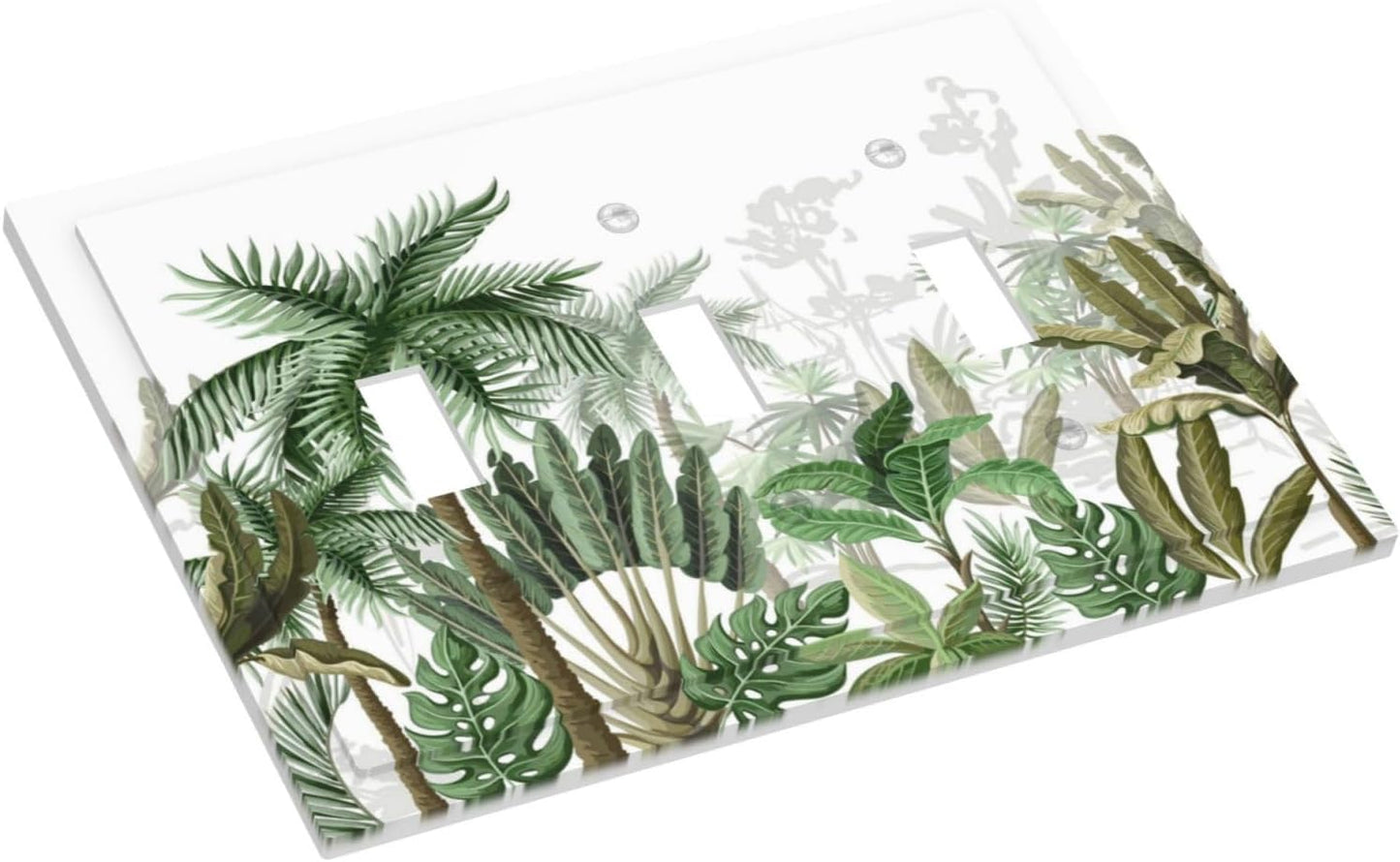 Palm Tree Banana Leaf Green Rainforest Natural Landscape Decorative Switch Plates 3 Gang Wall Plate Triple Toggle Light Switch Cover Faceplate Electrical Wall Panels for Bed Room Living Room Decor