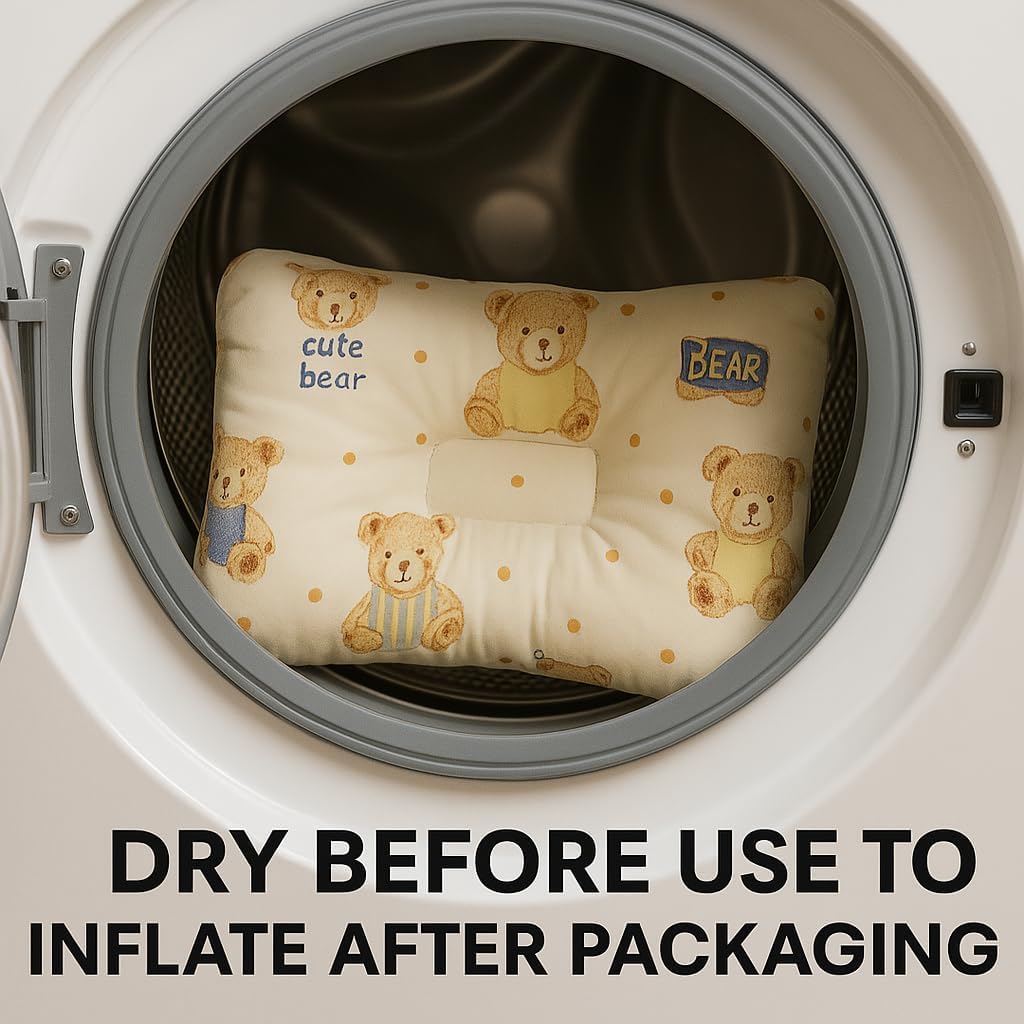 Unisex Pillow 13x9x2, Hypoallergenic Airmesh Breathable Cool 100% Cotton, Control Sweat, Ideal for Travel, Small, Car, Travel, MultiFunctual Small Decor Pillows (Teddy Design)