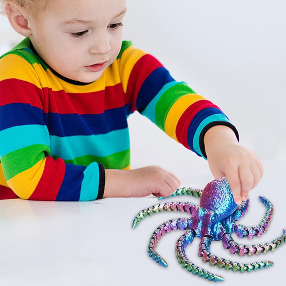 3D Printed Octopus Animals Toy Articulated Octopus Fidget Toy 3D Printed Gift Creative Ornament Articulated Octopus Toys Home Decor (coloful)