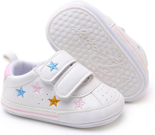 SOFMUO Baby Boys Girls High Top Ankle PU Leather Sneakers Soft Rubber Sole Infant Moccasins Newborn Oxford Loafers Anti-Slip Toddler Wedding Uniform Dress Shoes