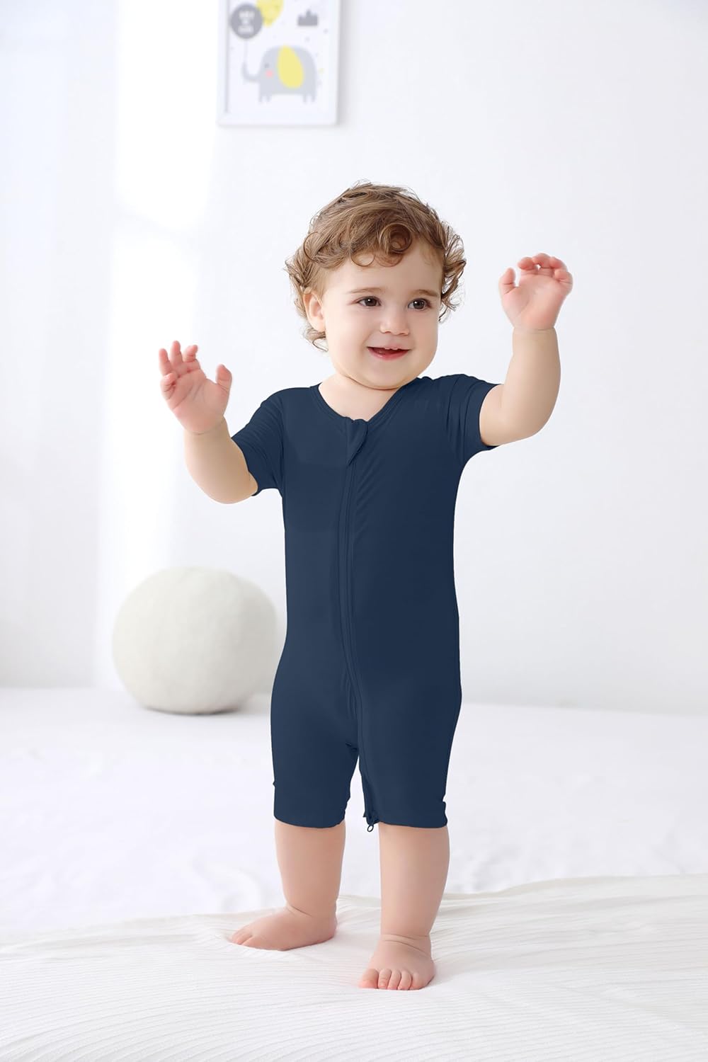 GUISBY Rayon made from bamboo Baby Pajamas Short Sleeve Footless Rompers 2 Way Zipper Sleeper for Baby
