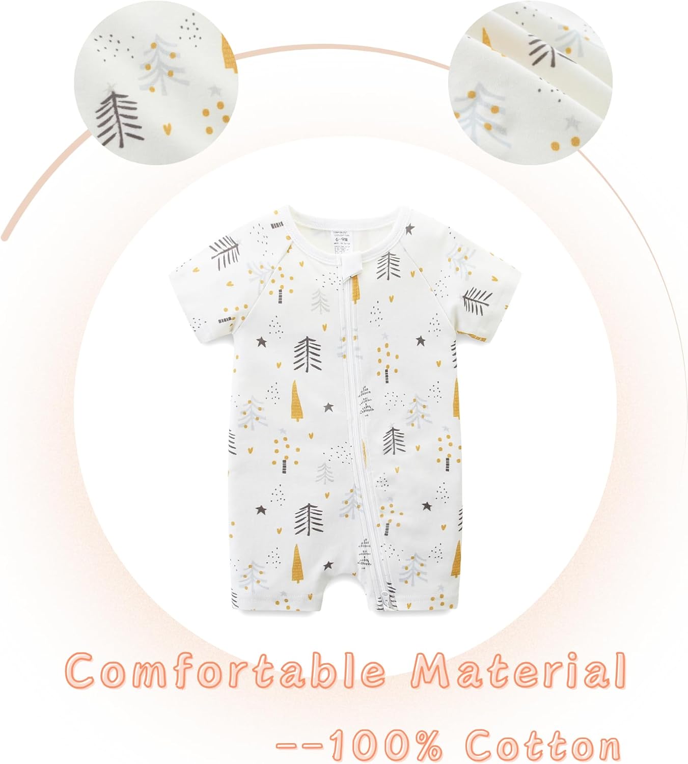 Unisex Summer Trendy 2-Pack Rompers Short Sleeve Zipped Bodysuit Infant Cotton Outfits