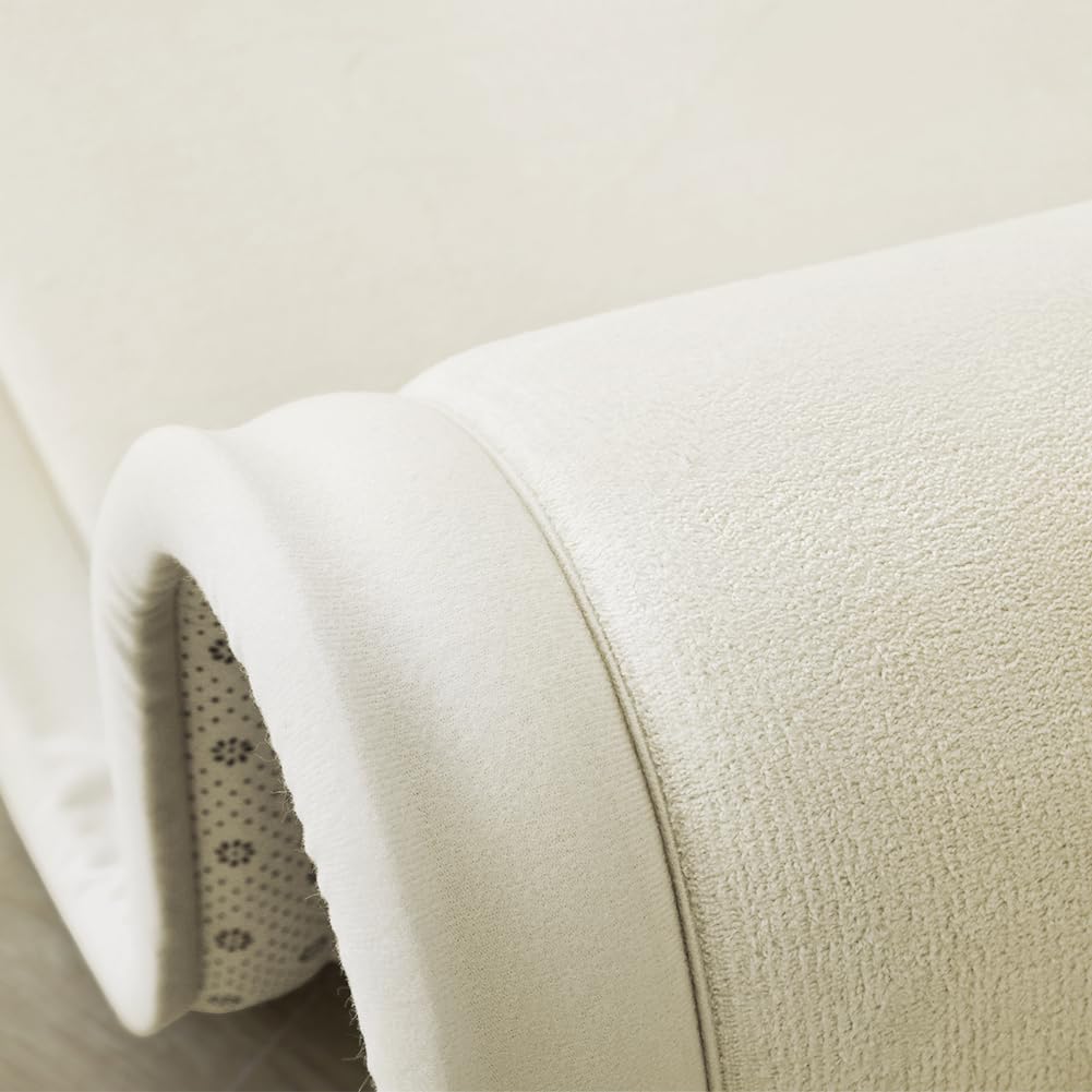 Loartee Coral Velvet Crawling Rug (6'7"x7'10", Beige) for Toddler Children Play Area Rug Yoga Mat Exercise Pad Carpet