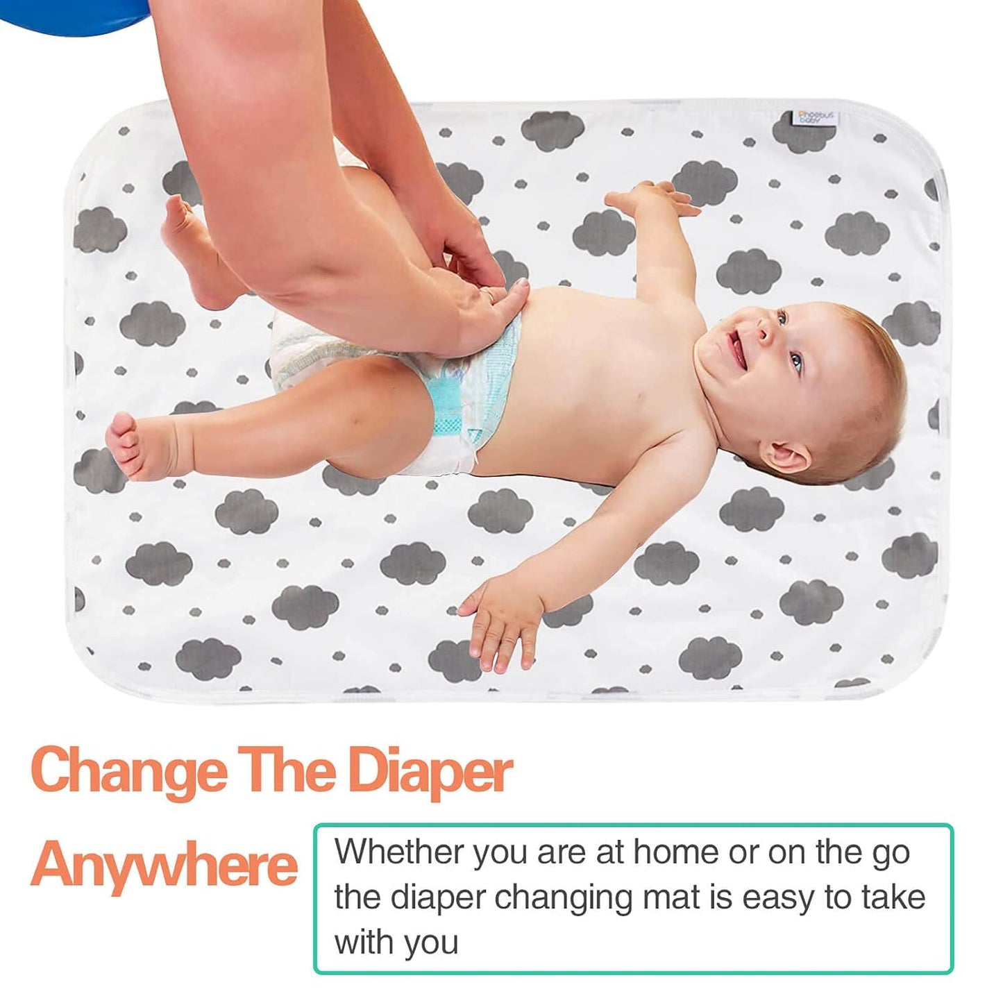 Baby Diaper Changing Pad, 21 5/8" x 31.5" Waterproof Changing Pad Liners 2Pack - Reusable Soft and Absorbent Portable Changing Mat(Cloud2PCS)