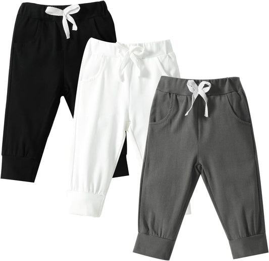 DREAM BUS Pack of 3 Toddler Jogger Pants with Pocket Toddler Boy Sweatpants Baby Boy Pants Infant Newborn Leggings