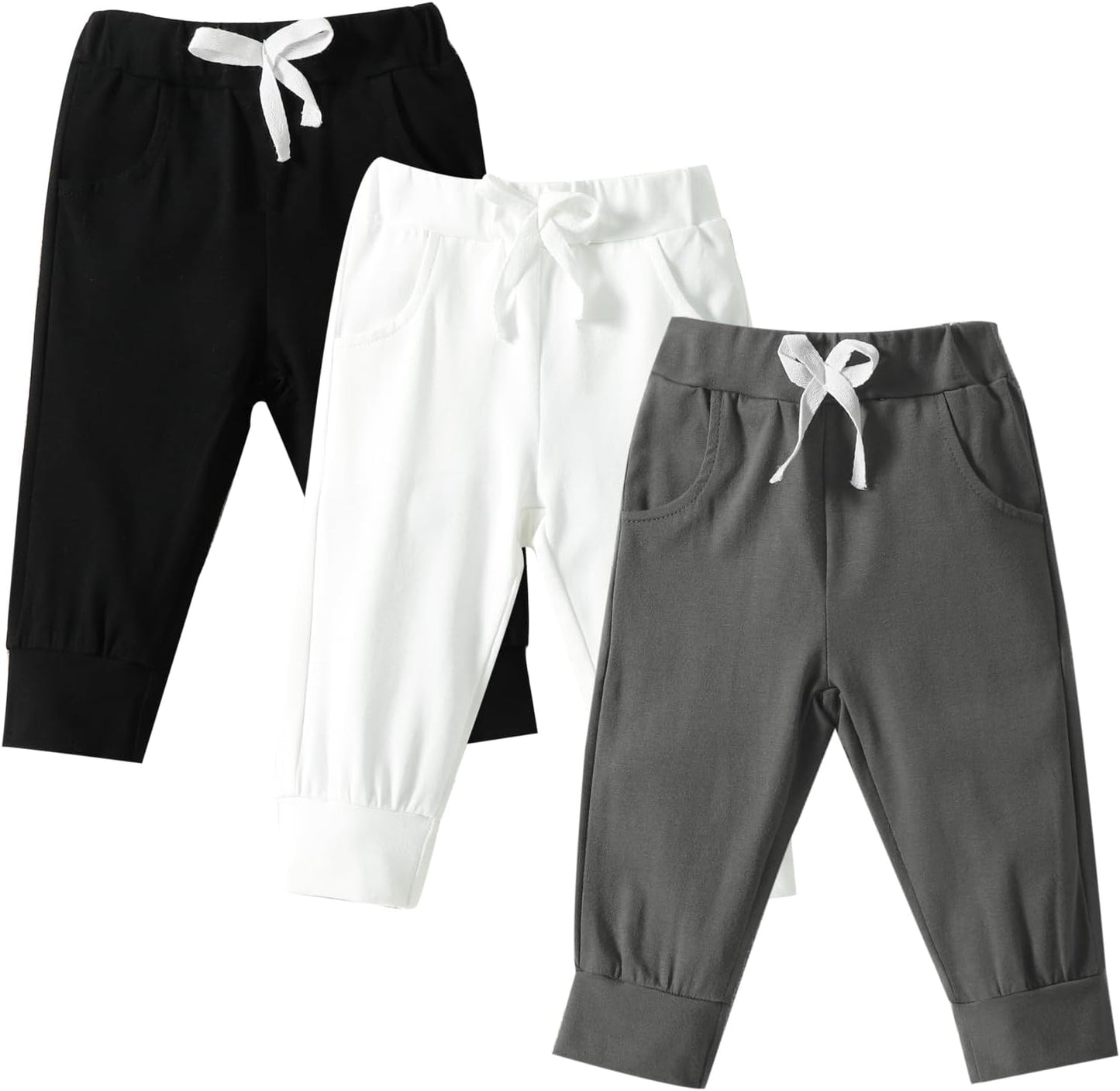 DREAM BUS Pack of 3 Toddler Jogger Pants with Pocket Toddler Boy Sweatpants Baby Boy Pants Infant Newborn Leggings