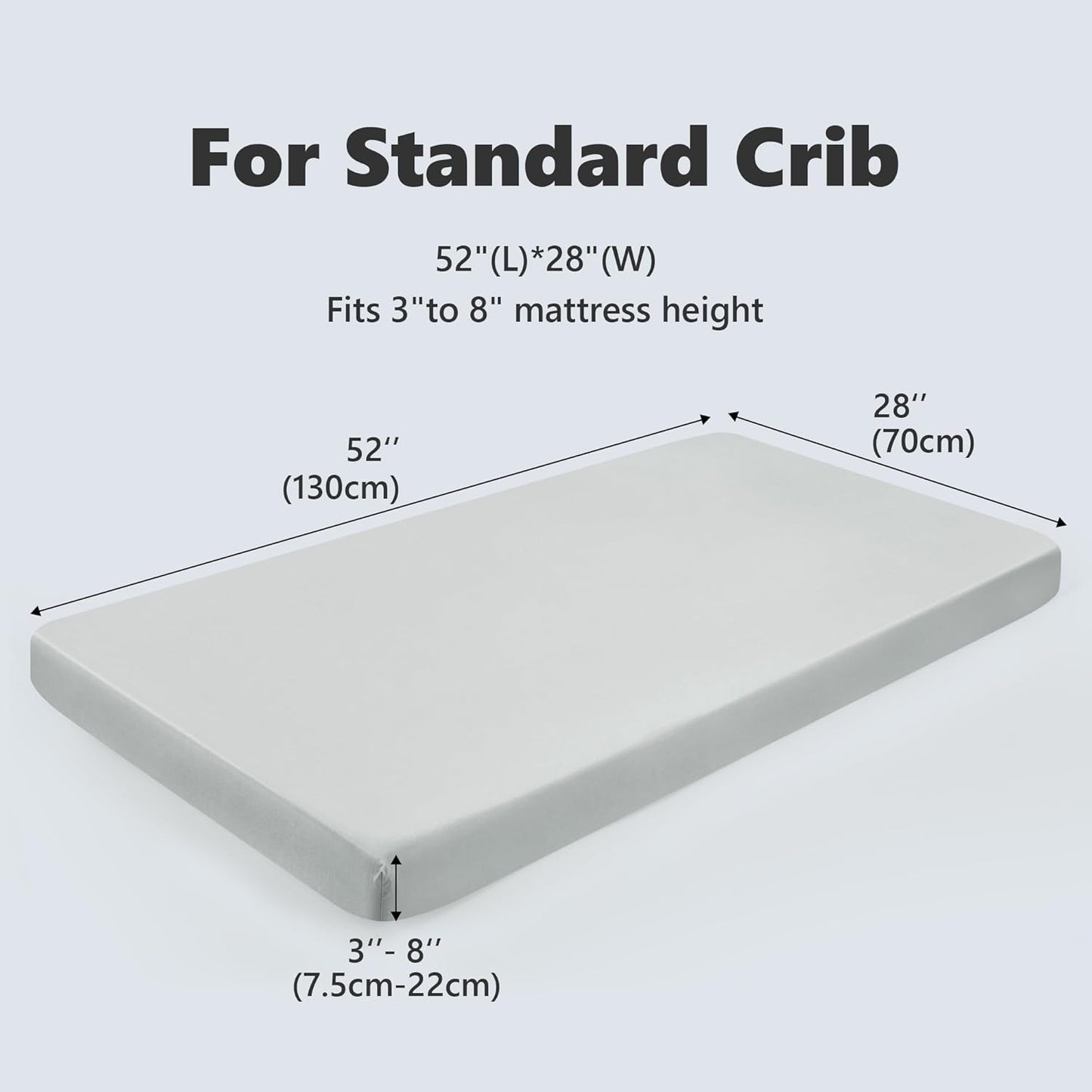 TILLYOU Baby Crib Sheets for Boys Girls, Fitted Crib Sheet 2 Pack for Standard Crib and Toddler Mattresses, Super Soft Toddler Bed Sheets, 28"x52"x8", White & Gray